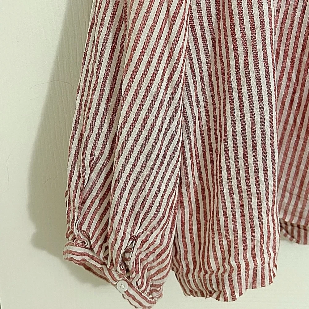 Tuckernuck Red Stripe Linen Kennedi Blouse Size Large Boxy Preppy - Picture 11 of 14